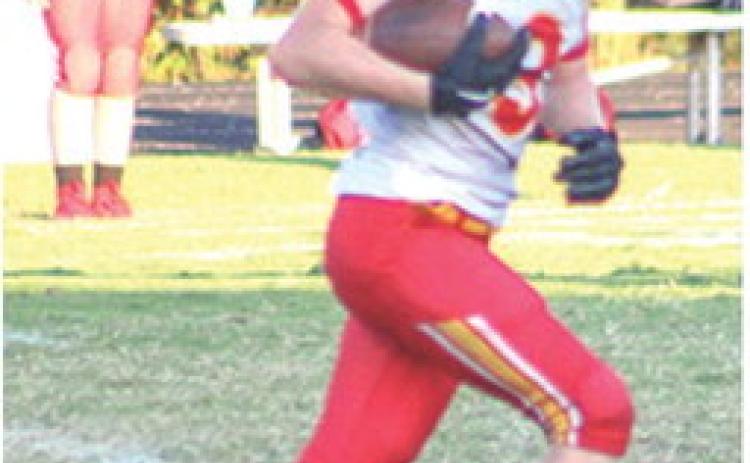Elijah Shoemaker had a long run after catch before being pushed out of bounds at the three-yard line. He punched it in on the next play to put Columbus in the lead, 24-7, just before the first half ended at Baxter Springs, Thursday. The Titans came away with the win, 38-14 to improve to 3-2 on the season.