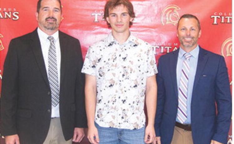 Jessee McBride was recognized by Columbus Unified High School Administrators, Dan Grundy and David Dainty during the Senior Assembly, May 16, in the CUHS Gymnasium. Jessee has plans to join the United State Marines.