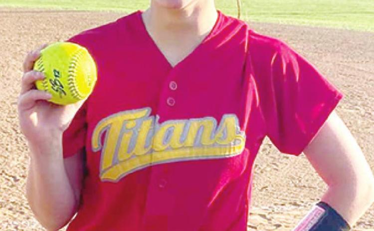 Lady Titan Sophomore, Katie Simpson hit the first home run of the season for Columbus, Monday in Altamont. Katie’s three-run blast over the center field fence helped the visitors to a 12-0 shutout over their host Lady Grizzly Squad. Courtesy Photo.