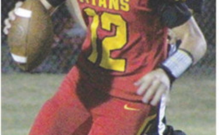 Columbus Freshman Quarterback, Cole Howard, ran a kickoff return 73 yards for a touchdown, late in the fourth quarter of the Titan Junior Varsity, 6-13, loss to Riverton, Monday, at Titan Stadium.