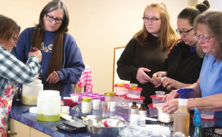 Local ladies enjoy pioneer soap making experience at Riverton