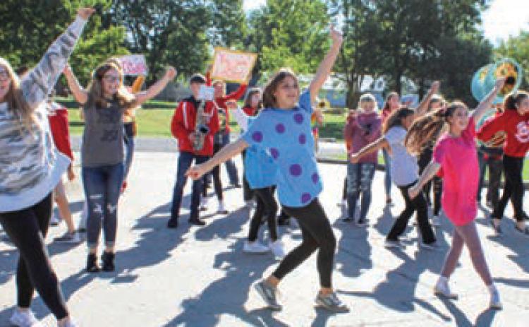 Cheerleaders from Columbus High School put on a pep rally for residents of Medicalodges recently. COVID restrictions at the facility have made it difficult for people to visit with residents. The rally was held to show the residents the community is thinking about them.