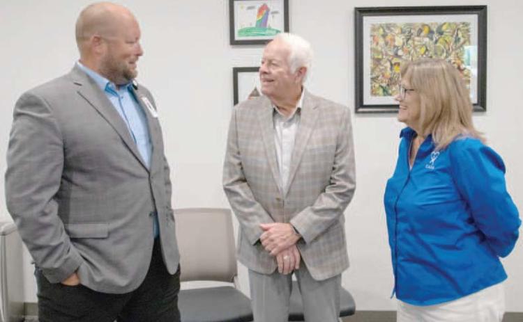 Wes Houser presented a $50,000 check to the Jasper County CASA Executive Director Debi Koelkebeck as Mercy Hospital President Jeremy Drinkwintz. Jan and Wes Houser have been involved in many philanthropic activities over the years they now add CASA to their list.