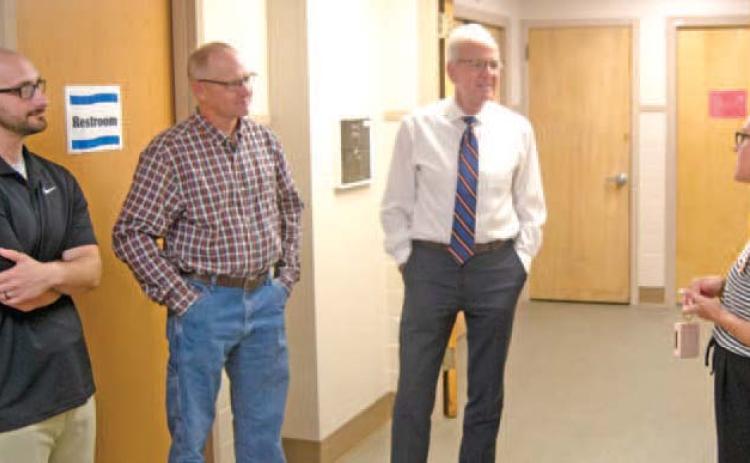 Senator Jerry Moran visited Columbus Mercy Hospital Saturday on his tour of Kansas Hospitals. He asked about the local hospital’s equipment needs and personnel problems. Also present were State Representative Dale Helwig and City Administrator Jake Letner.
