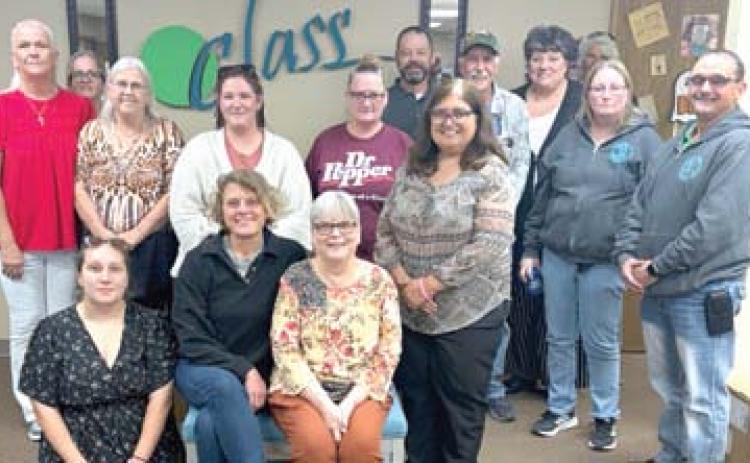 Those attending the CLASS anniversary celebration in Columbus included back row Amanda McAfee, Bob Davis, Don Reynolds, Rhonda Johnson, Shelly Rowan, Amanda Seeman and Justin Lynch. Middle Row LaDonna Clark, Joyce Jordan, Abby Moerer and Leah Langford. Front Row Adriaen Gillespie, Kelli Roberts, Melody White and Diana Muse. Courtesy photo.