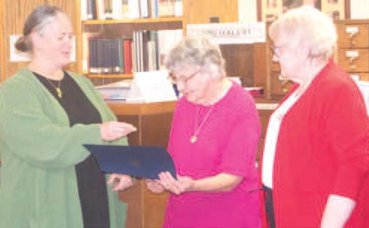 The Daughters of the American Revolution Oceania Hopkins chapter recognized Ella Buzzard.