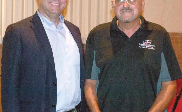 Kansas Attorney General Derek Schmidt spoke at the Farm Bureau Annual Meeting Monday evening. He is the 44th Kansas Attorney General at his election in 2018 he received. More votes than any other candidate his office in Kansas history. The AG visited with Jack Getman after the meeting.