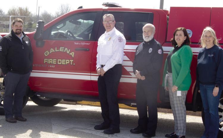 The Bill Hall Memorial Foundation has been established using the Columbus Community Foundation as an umbrella 501-3c non-profit foundation. The Bill Hall Foundation is being established to help with the needs of small rural fire departments. The foundation will begin fundraising will begin with an announcement at Galena Days. Pictured are Angie Saporito, Kelly Walters, Matt Case, Galena Fire Chief Steve Hall, Galena firefighter Danny Pence, Jennifer Thompson, Janet Graham and Ivy Crossland.
