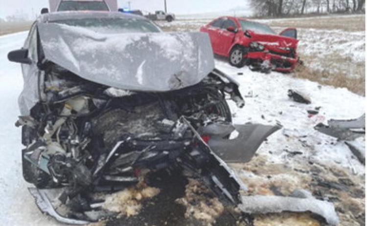 Slick roads may have been a factor in this two vehicle injury accident Wednesday