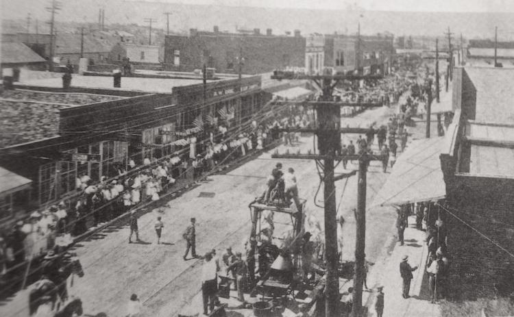 Citizens of Weir have always been community minded. Gathering to celebrate special events and socializing with each other has been a priority. This scene from a Labor Day celebration shows a large crowd gathered to enjoy the festivities.