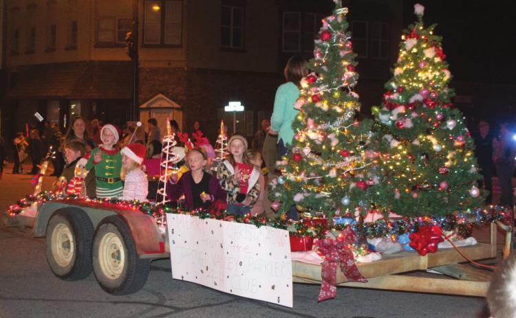 Spring Valley Sparklers 4-H Club entered their float in the Chamber of Commerce Christmas Parade. Creatively decorated trees were one of the highlights of their entry.