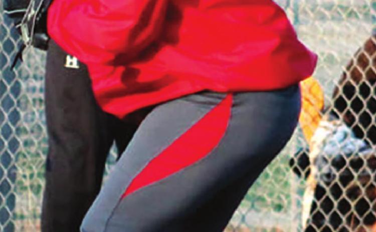 Madisen Rand, Lady Titan Freshman, made the play at first and is ready to return the ball to the pitcher in Columbus Junior Varsity action against Labette County on Rockette Field. Madisen and Lady Titans took down the Lady Lions, Tuesday, in a double header sweep.
