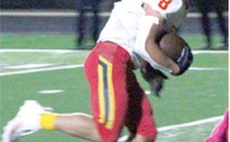 Titan Senior, Braun Stone, carried the ball across the goal line for the only Columbus touchdown of the night in the Kansas Class 3A, District 1 loss in Frontenac, 7-26, Friday. Braun ran for 71 yards on 20 carries and the touchdown.