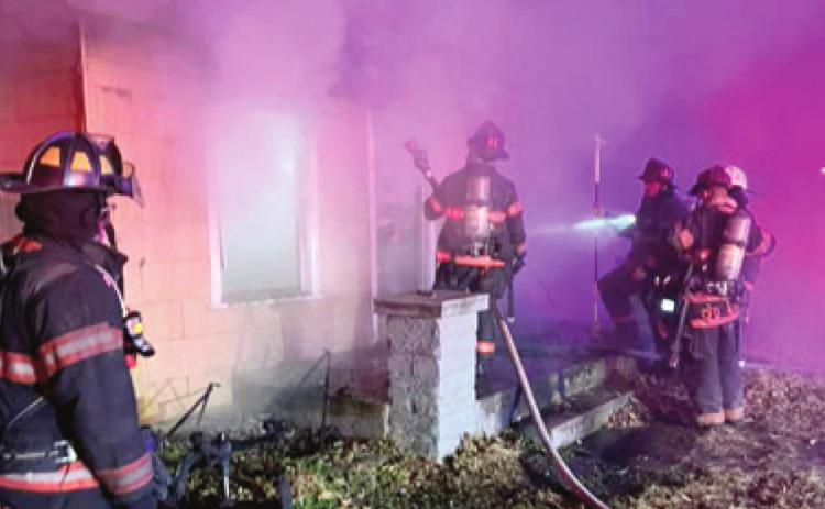 A structure fire at 319 N. High School in Columbus was reported Tuesday at approximately 6:05 a.m. Personnel remained on the scene until released by the Kansas State Fire Marshal. Courtesy photo.