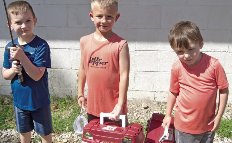 Winners of the Sportsman’s Club casting contest Saturday in the under six years old class with first place being claimed by Cooper Miller, with a cast of 111-inches from the target. Jhett Davis was second within 137-inches and Wesson Jones was third with a cast 151-inches from the target.