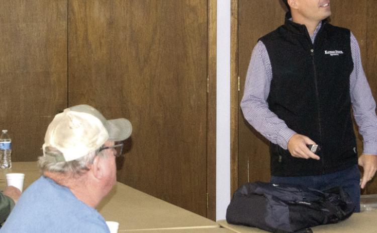 Bruno Pedreira spoke at the County Agronomy Breakfast about residual nitrate left on fields by the corn crop not making last year.