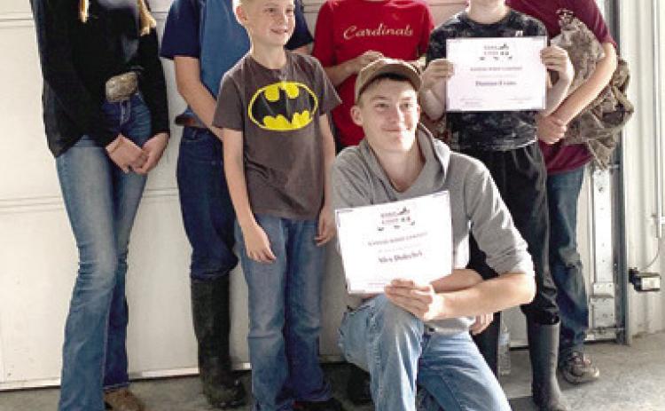 Wildcat District 4-H members, Abby Dolecheck, Alex Dolechek, Dayson Elsworth, Raylan Elsworth, Damien Evans, Brian Longan, and Philip Longan, recently traveled to the Marais des Cygnes State Wildlife Area to compete in the Kansas Wildlife Habitat Education Program (WHEP) Competition.