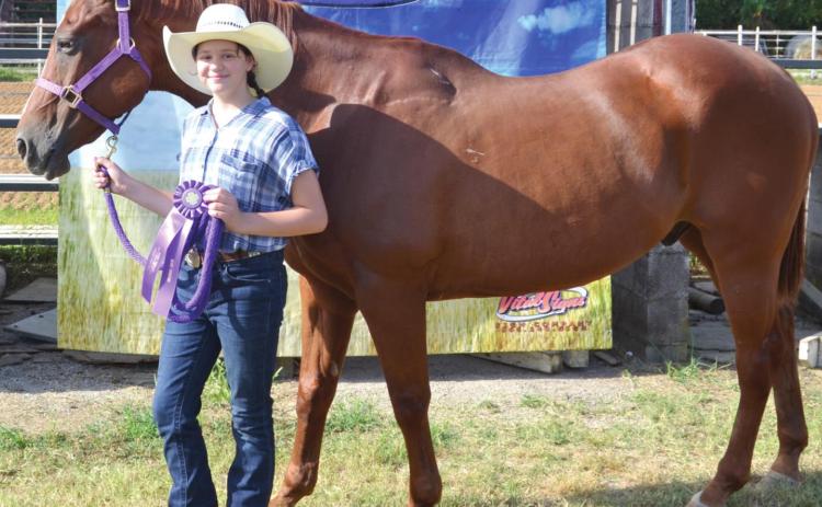 Hannah Helwig, Lone Elm Beavers, was the grand champion in senior fitting and showing. She received a blue ribbon in pleasure pairs and red ribbons in senior fitting and showing, 2017 and before geldings, western pleasure ages 14-18, working ranch horse ages 14-18, trail ages 14-18 and western horsemanship ages 14-18.