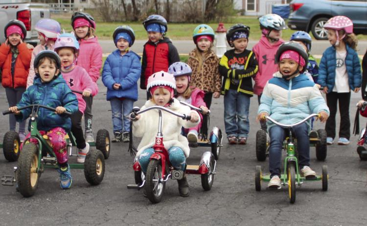 Park Elementary afternoon Pre-K students were able to head outside for their annual St. Jude’s trike-a-thon. With safety gear in place and feet on the pedals it was time for the race to begin. Each year Park Elementary participates in the event to raise money for the children’s hospital. Cindy Wells is the organizer of the event.