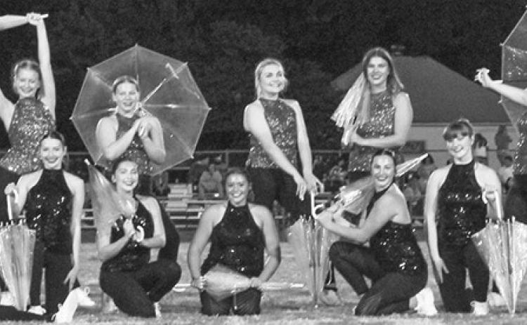 The Titan Spirit Squad performs during halftime of the Titan Football game last fall. Team member are front row: Amory Neely, Kaitlyn Patton, Presley Tedlock, Brooklyn Lima, Mady Garcia, Chesney Dobkins, and Piper Hayes. Back row: Makenna Andrews, Trinity Green, Audrey Combs, Macey Allison, Gabryelle Smith, and Bre Reedy.