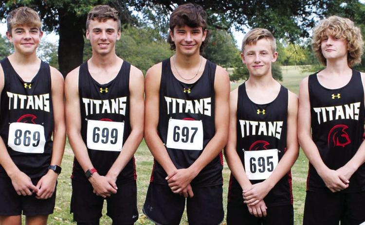 The Columbus Cross Country Team hosted the 2023 CNC League Meet. Boys team members are: Easton Long, Levi Simpson, Drake Laurance, Brayden Green, and Kolton Delmont.