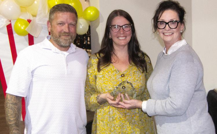 The New Business of the Year Award was presented to the Life in Bloom &amp; Company. In a revitalized building on Maple Street Nate and Casey Long transformed a former Pizza shop in a beautiful coffee bar and flower shoppe. They also have homemade items from the community. It has become the coffee stop for much of the community.