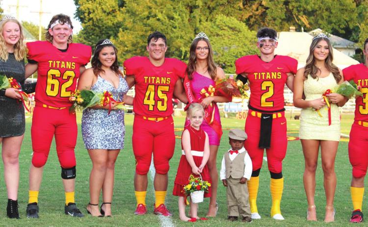 The 2021 CUHS Homecoming Queen and her court were crowned in ceremonies prior to the Titan win over Baxter Springs, Friday, at Titan Stadium. Senior, Lily Mooney, was chosen as queen, she was escorted by senior, Gabe Martin. The Queen's Court are: seniors, Kody Schalk, Jade Fouts, Nathan Stice, Erin Lima, Martin, Mooney, Jaxson Haraughty, Emma Vilela, Trent Smith and 2020 Homecoming Queen, Evie Parsons. Crown bearers are Amyx Evans and Miles Reeves.