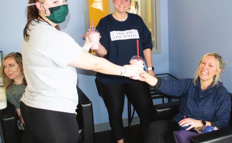 Educators were being delivered smoothies as they wait for their pedicure treatments on Saturday morning. Spring River Health Staff member Addison Haddock delivered the refreshments to teachers Shasta Parker and Tammy Larison. The event was sponsored Spring River Wellness and Riggs Chiropractic Center.