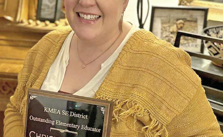 Christa Warlop was chosen as the Outstanding Elementary Educator of the year by SEK KMEA. Walrop has taught music at George Nettels Elementary in Pittsburg for 17 years. To receive the award an instructor must have taught for 10 years. During Warlop’s time at George Nettels, she has had 34 observers or student teachers. Walrop is a graduate of Columbus High School. Her husband is Daniel Warlop. She is the daughter of Michele and the late Jacob Weber of Columbus. Courtesy photo.