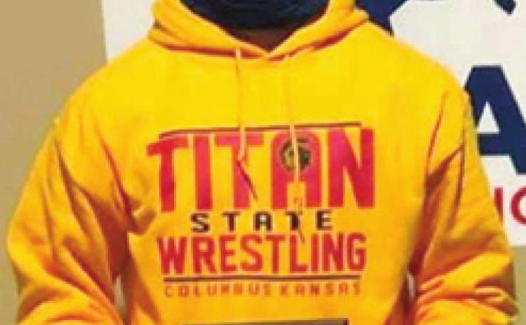 Trent Smith placed fourth in the High School 152-pound weight class at the USAWKS 2021 State Folkstyle Wrestling Championship in Mulvane, Saturday. Courtesy Photo.