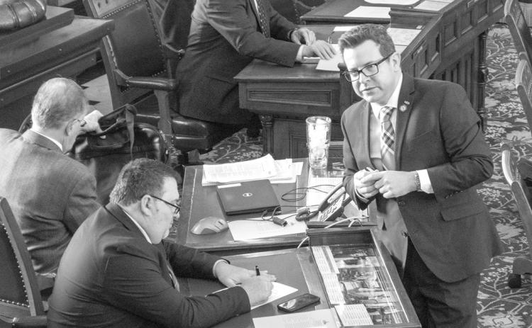 Sen. J.R. Claeys, seen during a January 17, Senate session, said a forthcoming bill would include funding for special education. (Sherman Smith/Kansas Reflector)