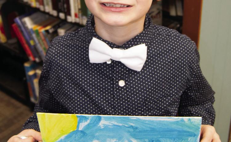 Connor Crain, second grader, created this work of art. His piece was on display at the Columbus Public Library.