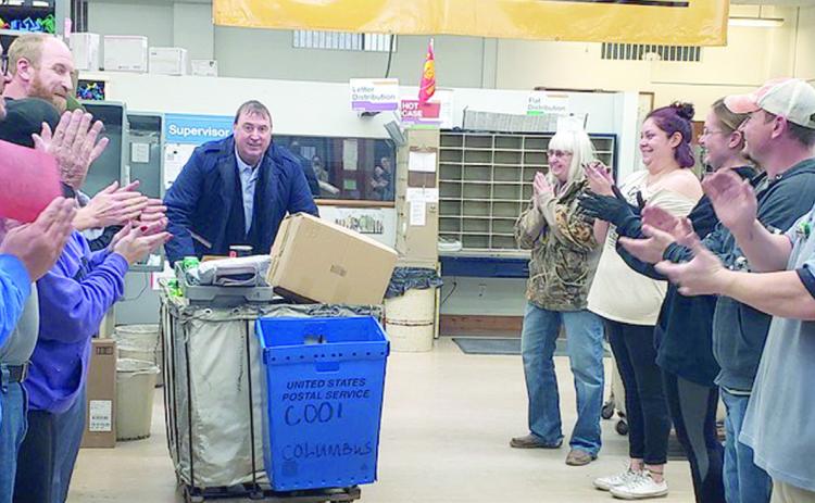 Two long time postal carriers retired from the Columbus Post Office last week. Patrick Billesbach spent his last day on a Columbus postal route Friday. Beginning his career with the Postal Service in February 1998. Patrick started as a clerk before switching crafts to become a city letter carrier. He worked in Pittsburg, and Columbus. Pat said he enjoyed working with lots of good people and enjoyed getting to know his customers, even the ones that still let their dogs run loose.