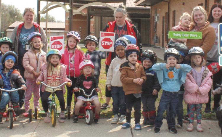 Park Elementary School held their annual trike- a-thon for St. Jude’s recently. Members of the morning pre-K classes assembled with some of their teachers after the event.