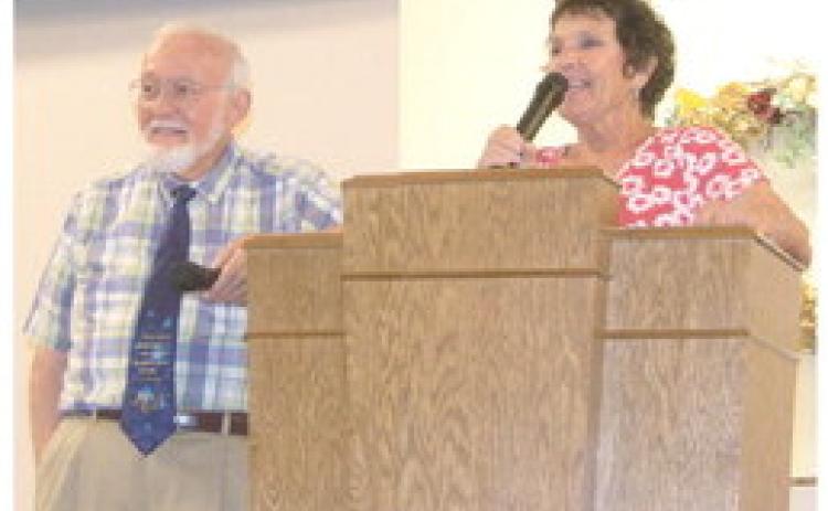 Life Christian School Principal Gary McGrew and Nancy Hurd were among those presenting awards at the LCS awards ceremony held recently.