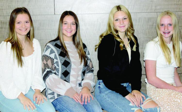 Riverton High School is pleased to announce the 2022 Football Homecoming Queen Candidates. They are pictured from left to right, senior Morgan Compton, junior Josie Harper, sophomore, Echo Chastain, and freshman Avery Barnett. The homecoming festivities will take place on Friday, October 7. Courtesy photo.