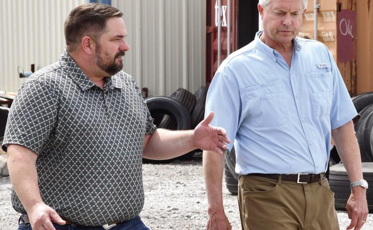 US Senator Dr. Roger Marshall visited with Farmer’s Co-operative General Manager Matt Case on Friday June 19. Case gave a tour of the co-operative’s Agronomy location south of Columbus, including the $5 Million addition to the fertilizer plant.