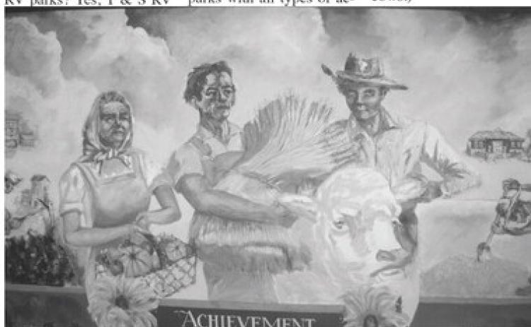 Portion of one of the two murals in the Columbus Community Building.