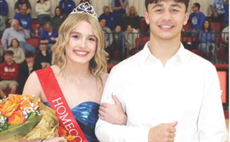 Senior, Brooklyn Collingsworth, was crowned the 2026 Columbus Unified High School Winter Homecoming Queen, Friday, during coronation ceremonies between the varsity girls and boys basketball games at the CUHS Gymnasium. Brooklyn was escorted by Titan Wrestler Senior, Jayden Rodriguez. Courtesy photo.