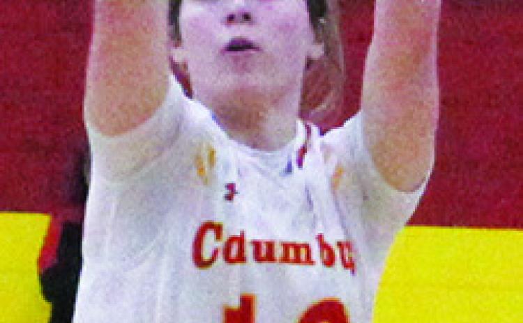 Junior, Ava Harman, shoots for two uncontested in the Lady Titan’s Friday night win over Galena, 4638, in Columbus.