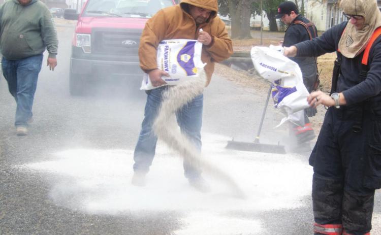 A hydraulic oil leak