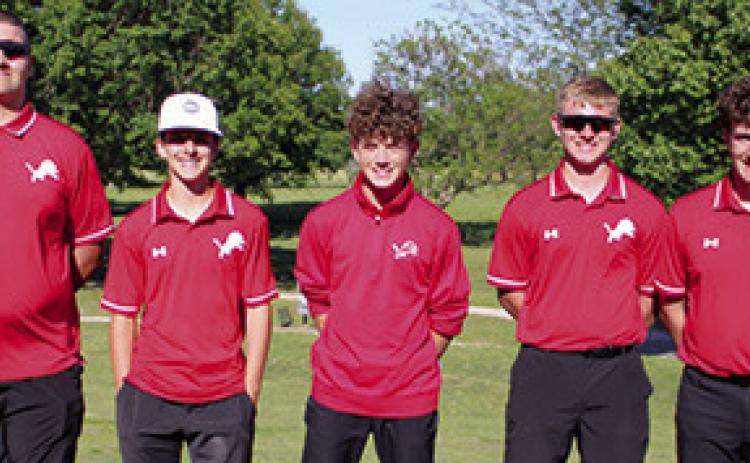 The Baxter Springs Lion Golf Team won their fourth straight tournament at the Columbus Invitational, Thursday, at the Brush Creek Golf Course. The event had been postponed and was a make-up for the CNC League Teams. Team members with Head Coach Art Roberts are Gunnar Conrad, Colt McCoy, Ethan McCoy, Josh Beeler, Landon Atiknson, and Cole Parrish.