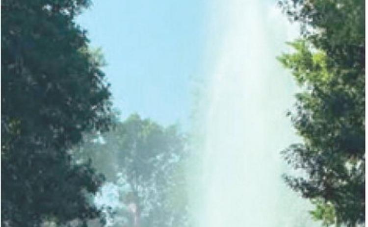 A major water leak erupted in Baxter Springs Saturday. Two breaks left many in the south end of town without water for several hours. Courtesy photo.