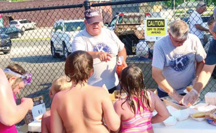 Friday afternoon, youngsters in Baxter Springs had the opportunity to swim at the new swimming pool for just $1. Kiwanis Club members hosted the event and provided free hot dogs to the children as well. Photo by Dee Riley.