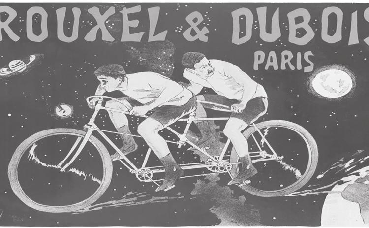 Advertising posters often had fanciful illustrations to attract attention. This one with tandem bicyclists sold for $6,600 at Poster Auctions International.