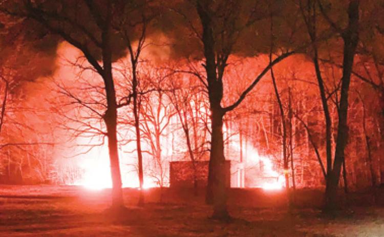 A fire southeast of Baxter Springs