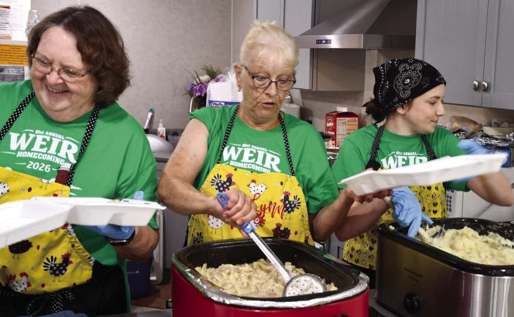 Ladies of the Weir Senior Center were hard at work Saturday September 19 preparing to-go meals for their popular Chicken and Noodle Dinner.