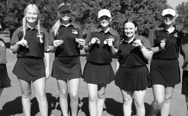 The Lady Titan Golf Team took first place in the Columbus Invitational Golf Tournament, Thursday, at the Brush Creek Golf Course in a one stroke win over St. Mary’s-Colgan in CNC League play. Team members are: Amory Neely, Suzan Crowe, Reese Grundy, Mallory Thompson, Emily Buffington, Anna Head, and Natalie Wary. Jaiden Campbell not pictured.