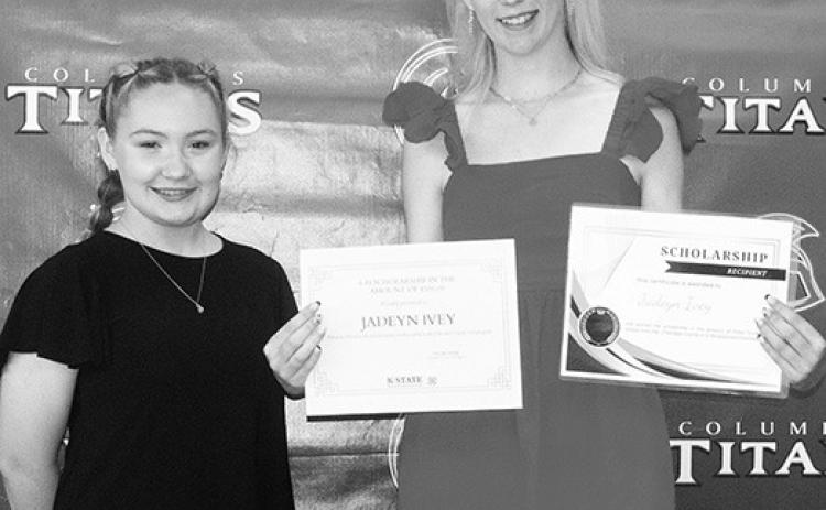 Jadeyn Ivey received the 4-H Council Scholarship during the Senior Assembly, May 19, at the Columbus Unified High School Gymnasium. Council President, Amory Neely, presented the award.
