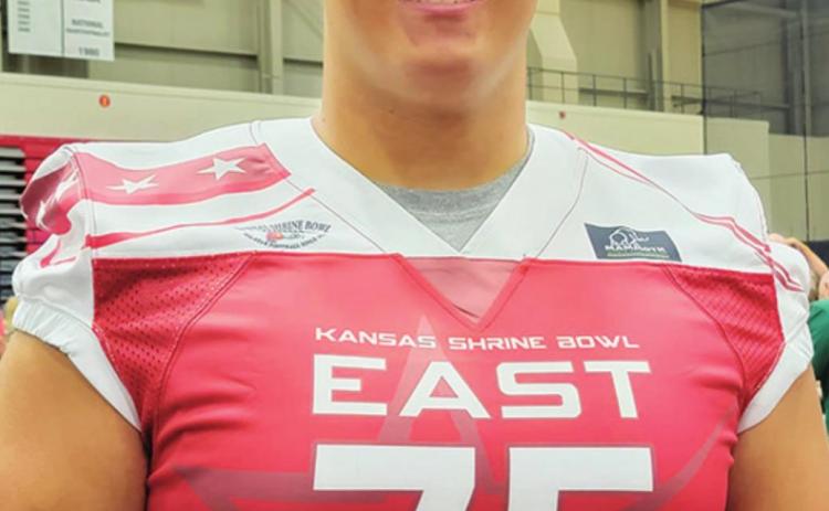 Columbus High School and Titan All-State Lineman, Kody Schalk represented his school and Community in the 2022 Kansas Shrine Bowl, Saturday at Pittsburg State University. Courtesy Photo.